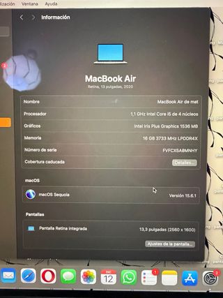 MacBook Air 2020 Intel i5 16GB RAM 512GB Plata