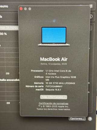 MacBook Air 2020 Intel i5 16GB RAM 512GB Plata