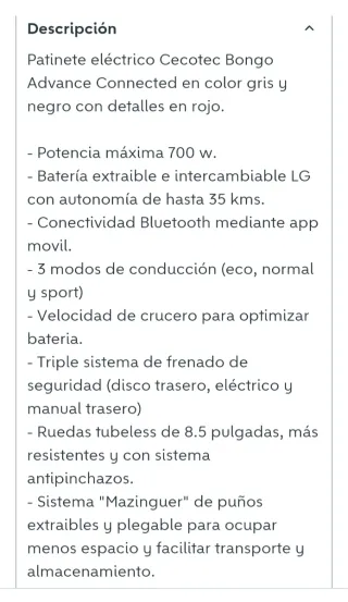 Patinete Eléctrico Cecotec Bongo