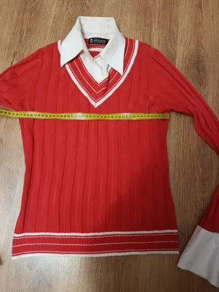 Jersey rojo mujer cuello V manga larga