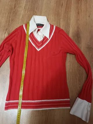Jersey rojo mujer cuello V manga larga