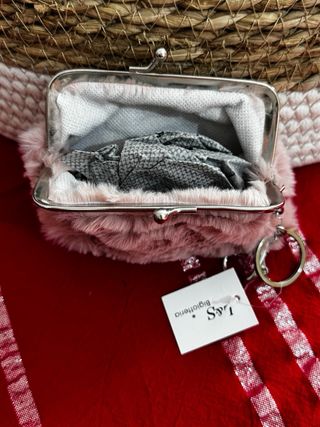 Portamonete rosa cipria pelo