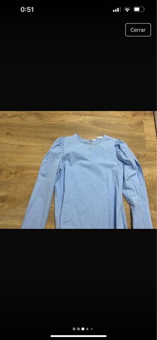 Blusa azul manga larga Zara