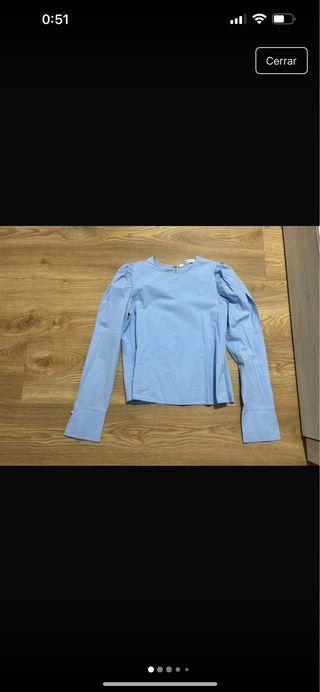 Blusa azul manga larga Zara