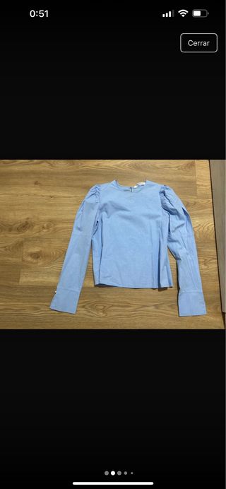 Blusa azul manga larga Zara