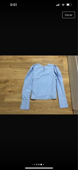 Blusa azul manga larga Zara