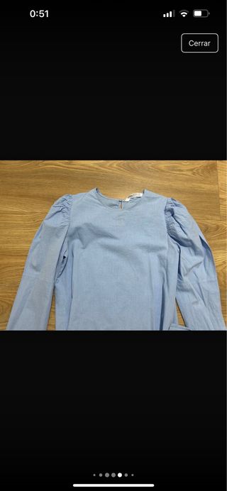 Blusa azul manga larga Zara