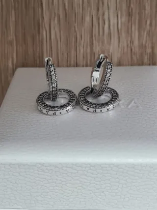 Pendientes Doble Aro Pandora Plata