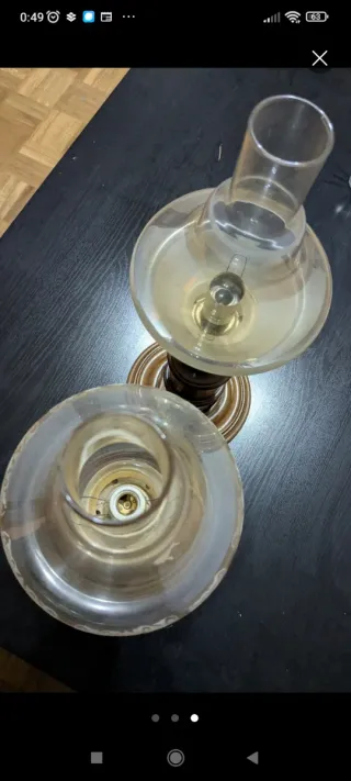 Lámpara sobremesa estilo quinqué aceite vintage