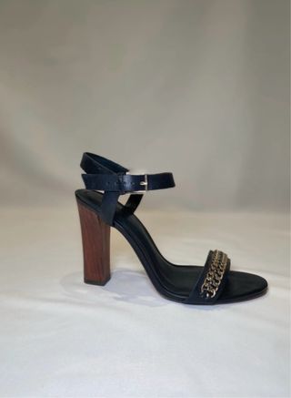 Sandalias Massimo Dutti Piel Negra Tacón