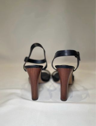 Sandalias Massimo Dutti Piel Negra Tacón