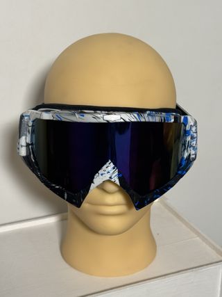 Gafas moto/esquí azul blancas cristal multicolor