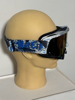 Gafas moto/esquí azul blancas cristal multicolor