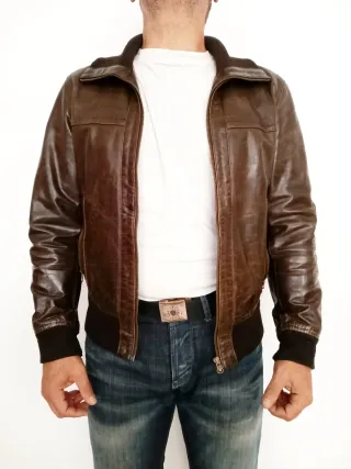 Bomber Cuero Búfalo Francesa M/L Medidas indicadas