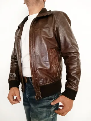 Bomber Cuero Búfalo Francesa M/L Medidas indicadas