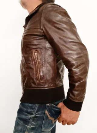 Bomber Cuero Búfalo Francesa M/L Medidas indicadas