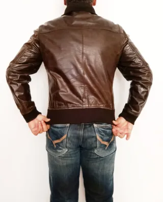 Bomber Cuero Búfalo Francesa M/L Medidas indicadas