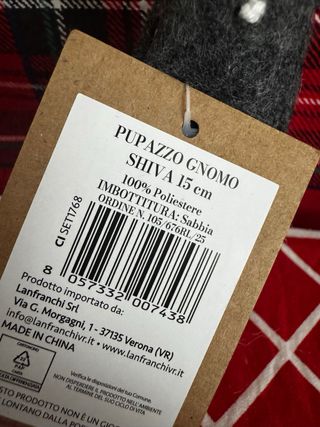 Gnomo Natalizio Grigio con Pois Bianchi