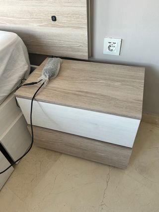 Cama Matrimonio Madera Beige/Blanca