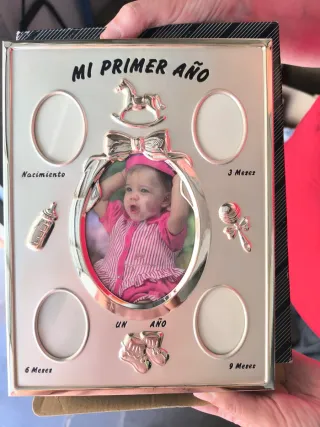 Marco de fotos metalizado para fotos bebe