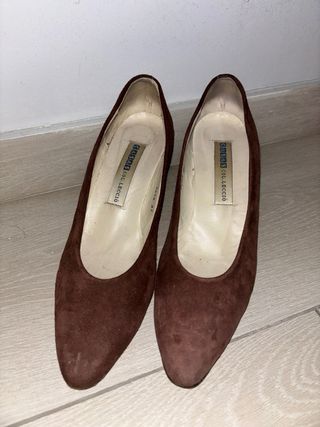 Zapatos de tacón ante marrón talla 37
