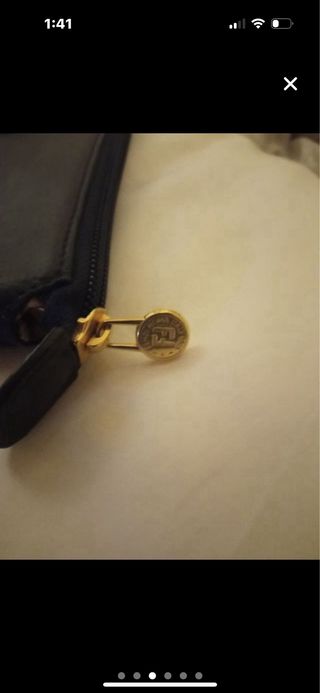 Portafoglio vintage Fendi blu navy quasi nero