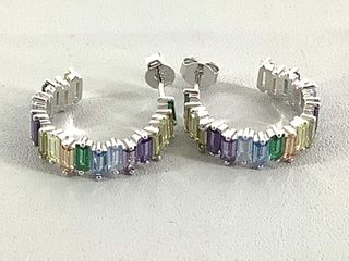 pendientes plata 925mm con piedra con circonita