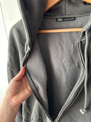 Zara Sudadera Gris Oversize Capucha Grande
