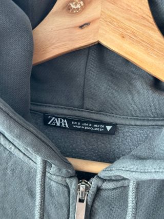 Zara Sudadera Gris Oversize Capucha Grande