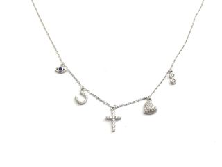 cadena plata 925mm con piedra con circonita 19 2.5cm