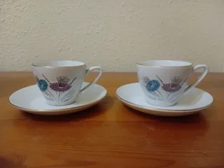 Juego de 4 tazas y platillos florales
