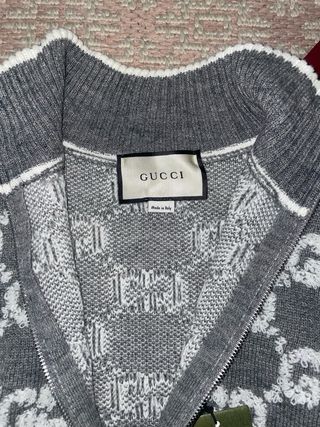 Cardigan Gucci Grigio Bianco