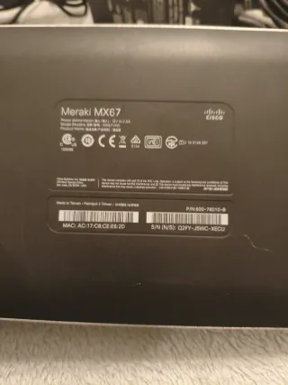 Cisco Meraki MX67-HW – Seguridad avanzada