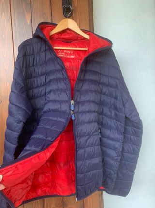 Piumino con Cappuccio Blu/Rosso