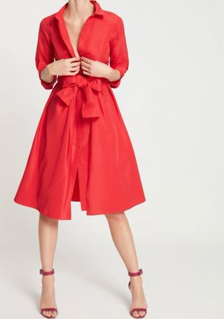 Vestido Camisero Carolina Herrera Rojo