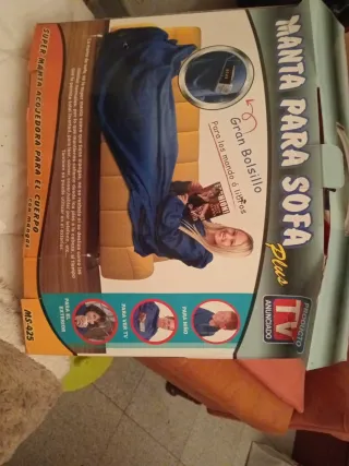 Manta Sofa Azul con Mangas y Bolsillo