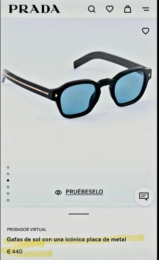 Gafas de Sol Prada Negras y recambio