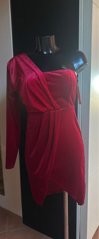 Abito corto rosso in velluto