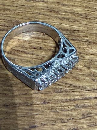 Anillo antiguo plata zafiros