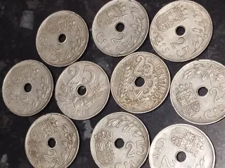 Lote 10 Monedas 25 Céntimos España del 27, 34 y 37
