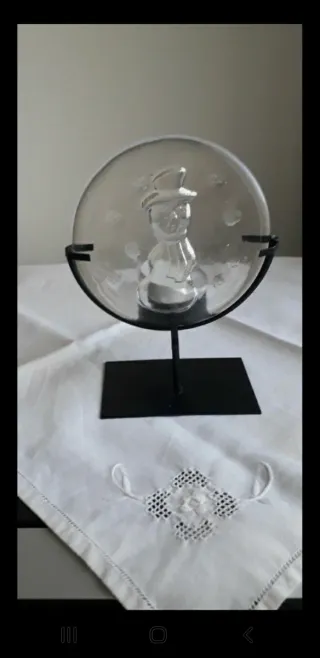 Portacandele in vetro con base in metallo