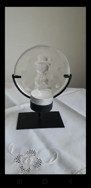 Portacandele in vetro con base in metallo