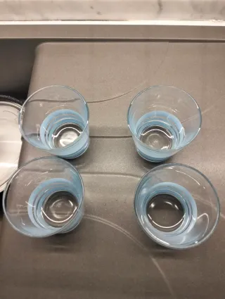 4 Bicchieri Acqua Vetro Blu