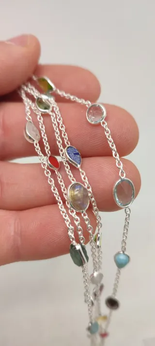 Pulsera de Plata Multipiedras.