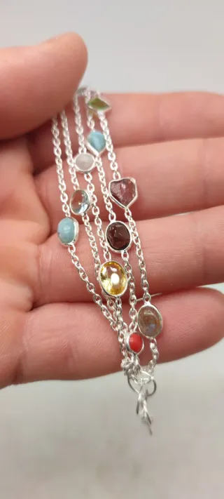 Pulsera de Plata Multipiedras.