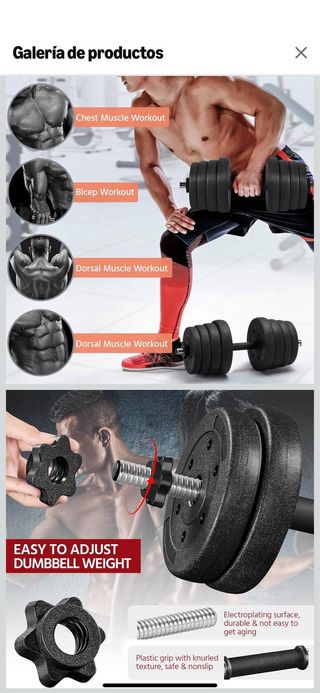 Juego Pesas mancuernas ajustables, hasta 30 kg