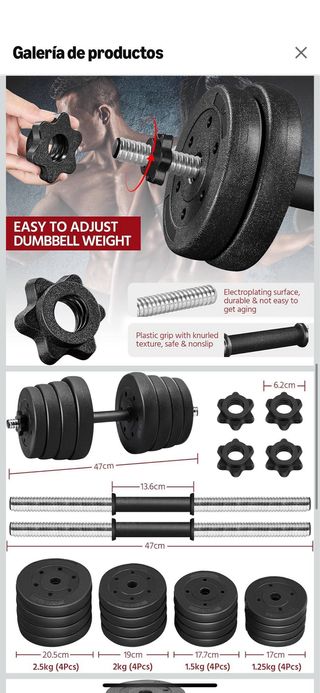 Juego Pesas mancuernas ajustables, hasta 30 kg