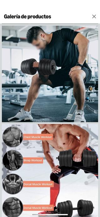 Juego Pesas mancuernas ajustables, hasta 30 kg