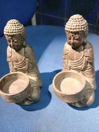 Portacandele monaci buddisti in pietra