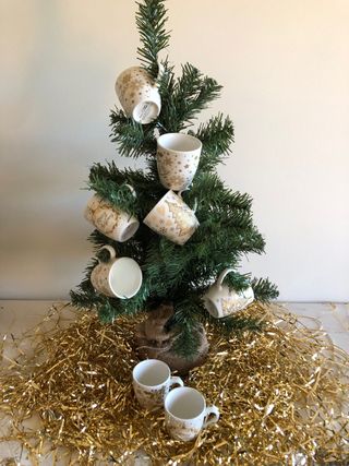 Tazas Merry Christmas Porcelana Dorada